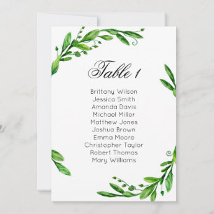 Invitation Plan de table de mariage avec verdure. Plan de tab