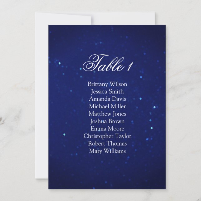 Invitation Plan de table de mariage bleu. Plan de table de nu (Devant)