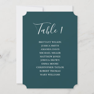 Invitation Plan de table de mariage bleu sarcelle foncé   Élé