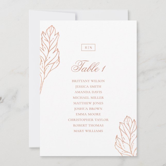 Invitation Plan de table de mariage botanique élégant or (Devant)