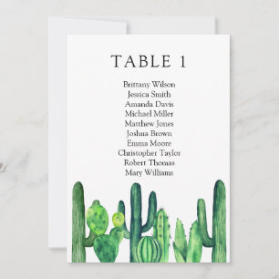 Invitation Plan de table de mariage Cactus. Plan de table ver