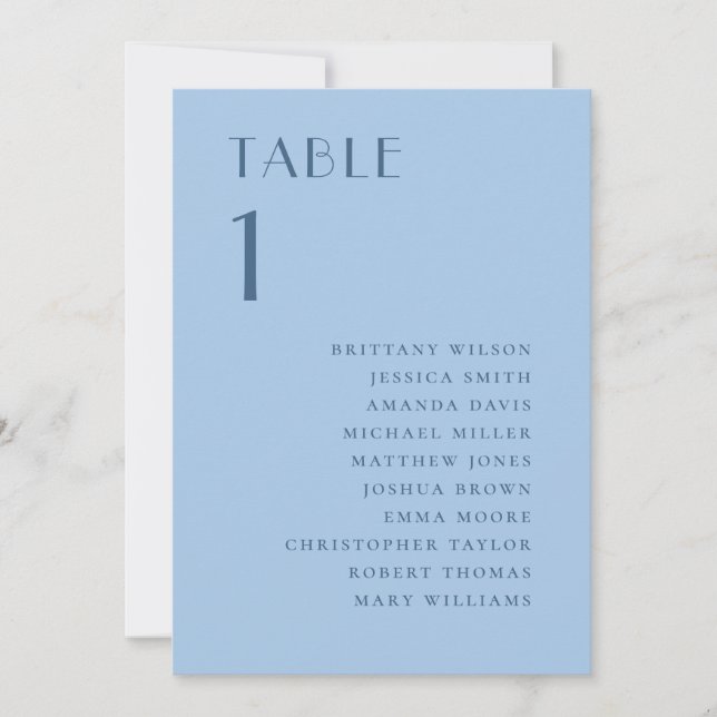 Invitation Plan de table de mariage côtier bleu pastel ciel (Devant)