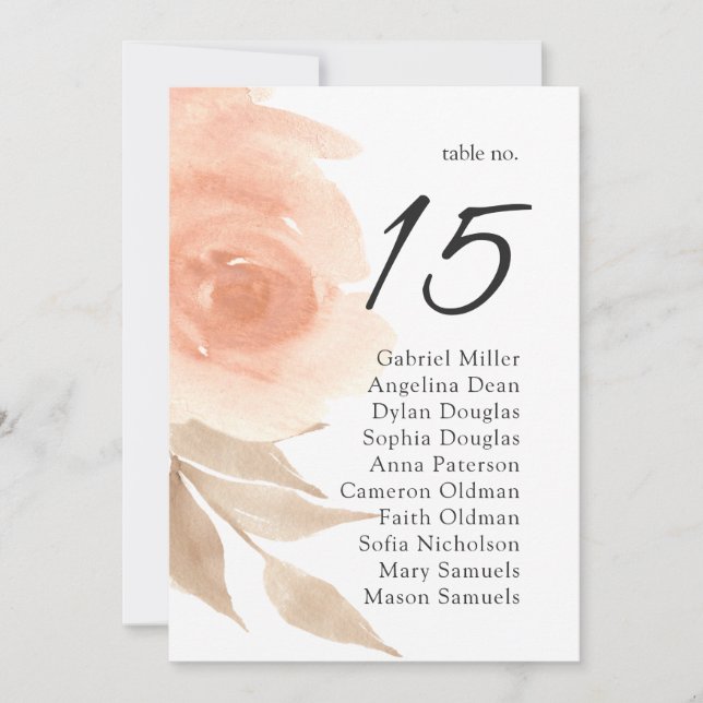 Invitation Plan de table de mariage dans le jardin. Plan de t (Devant)