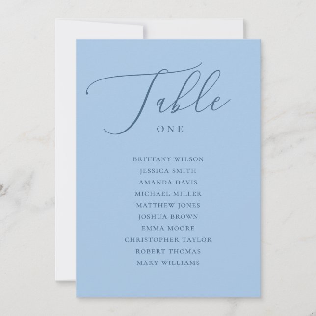Invitation Plan de table de mariage d'été bleu ciel pastel (Devant)