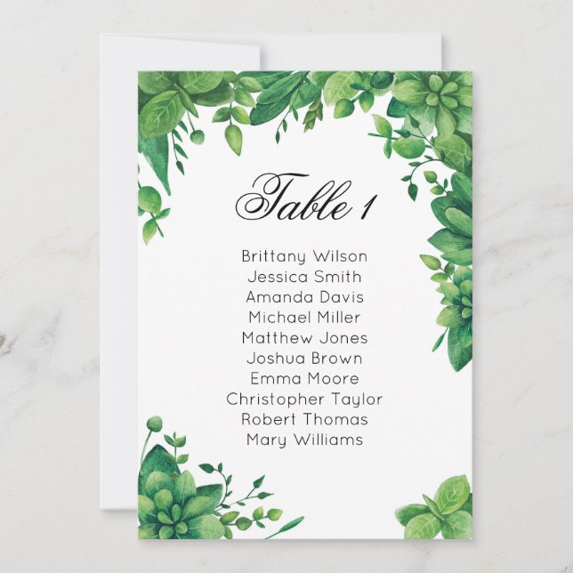 Invitation Plan de table de mariage d'été. Plan d'invités de  (Devant)