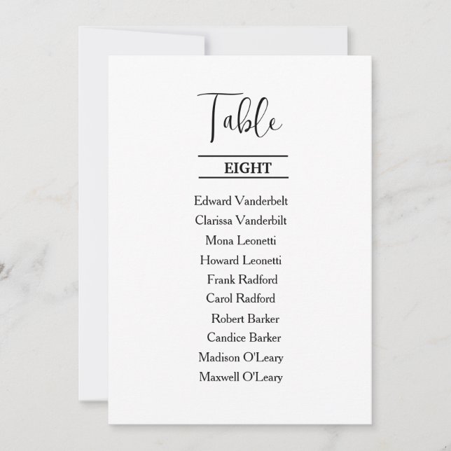 Invitation Plan de table de mariage élégant et moderne (Devant)
