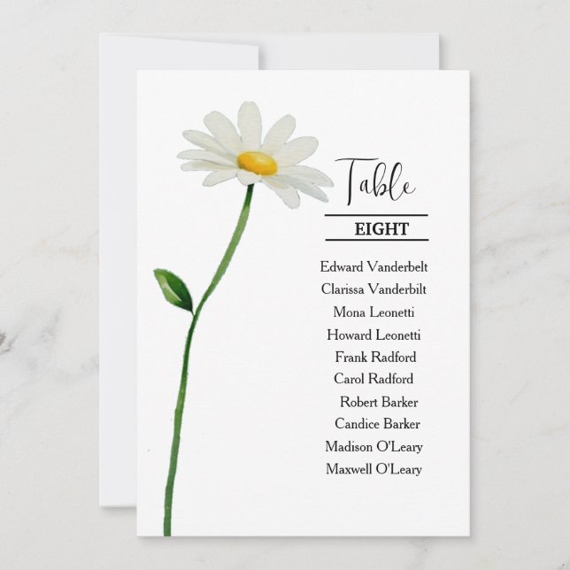 Invitation Plan de table de mariage élégant et stylé aux marg (Devant)