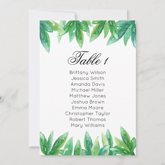 Invitation Plan de table de mariage en forêt. Plan de table d (Devant)