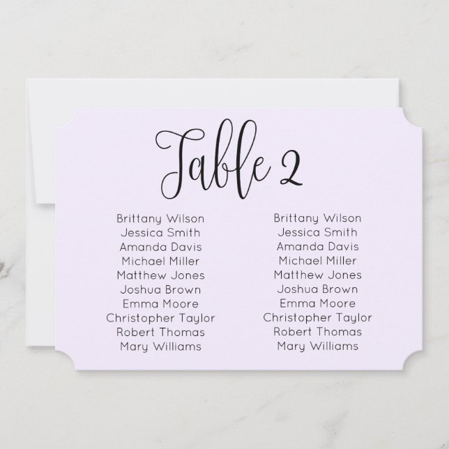 Invitation Plan de table de mariage en paysage. Moderne viole (Devant)