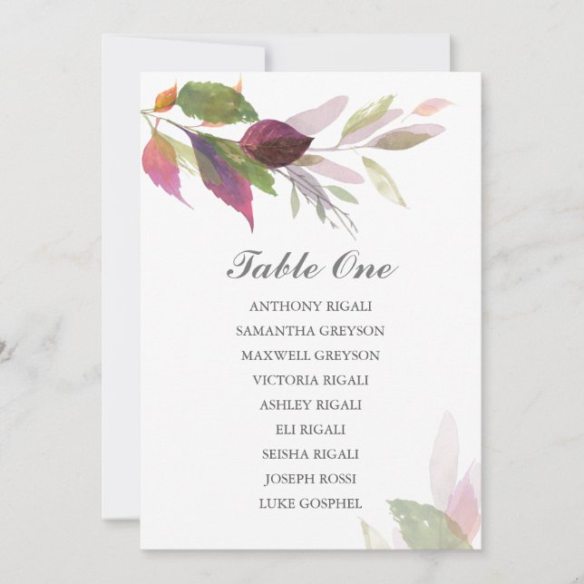 Invitation Plan de table de mariage Fall GREENERY, dispositio (Devant)