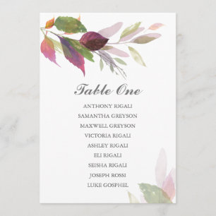 Invitation Plan de table de mariage Fall GREENERY, dispositio