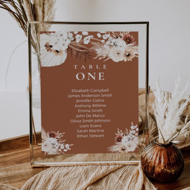Invitation Plan de table de mariage floral boho en terre cuit (Créateur téléchargé)