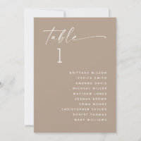 Plan de table de mariage minimaliste Taupe poussié