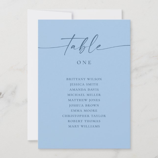 Invitation Plan de table de mariage moderne bleu pastel ciel  (Devant)