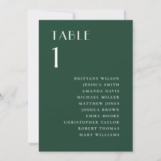 Invitation Plan de table de mariage moderne vert forêt sombre