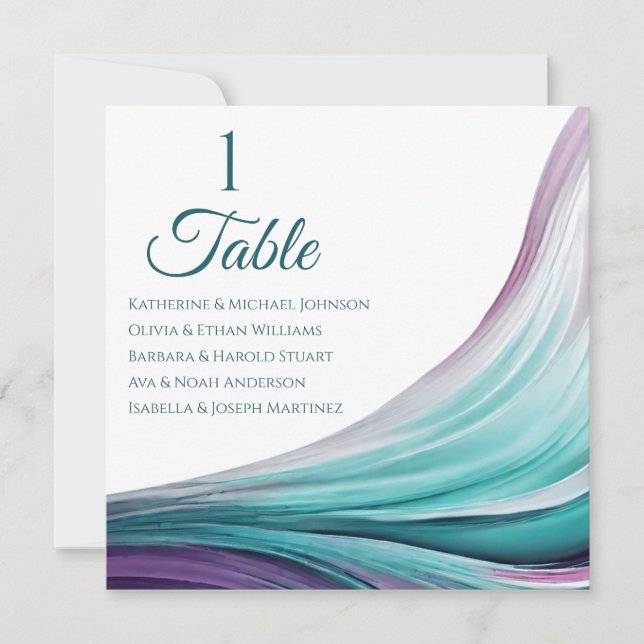 Invitation Plan de table de mariage - Moderne - Violet et Tur (Devant)