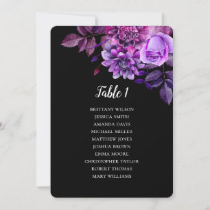 Invitation Plan de table de mariage noir et violet. Plan de t