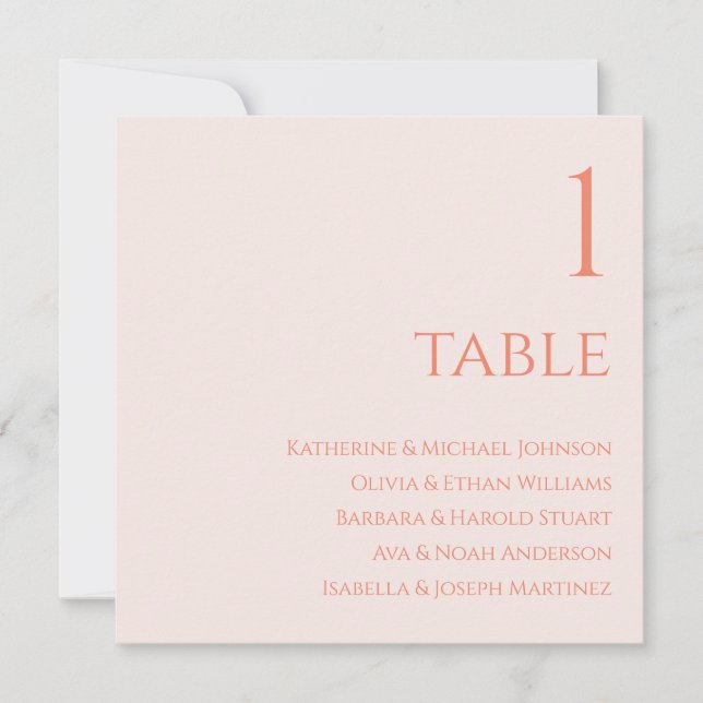 Invitation Plan de table de mariage - Rose poudré (Devant)