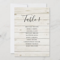 Plan de table de mariage rustique. Grange en bois