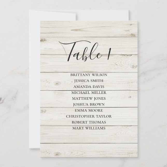 Invitation Plan de table de mariage rustique. Grange en bois  (Devant)