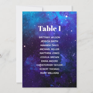 Invitation Plan de table de mariage spatial. Étoiles de nuit.