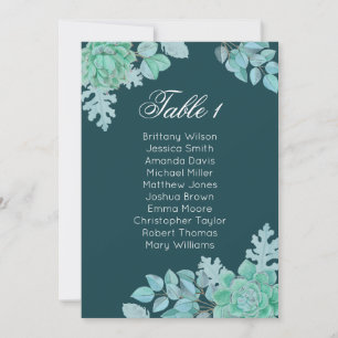 Invitation Plan de table de mariage succulent. Cactus menthe