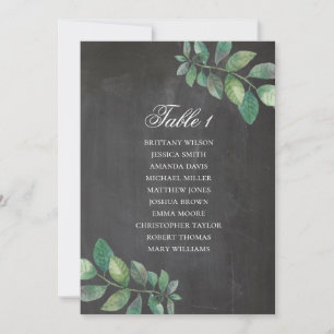 Invitation Plan de table de mariage sur tableau noir. Feuille