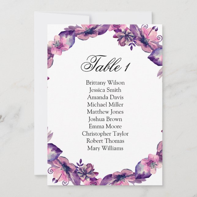Invitation Plan de table de mariage. Tableau de mariage avec  (Devant)