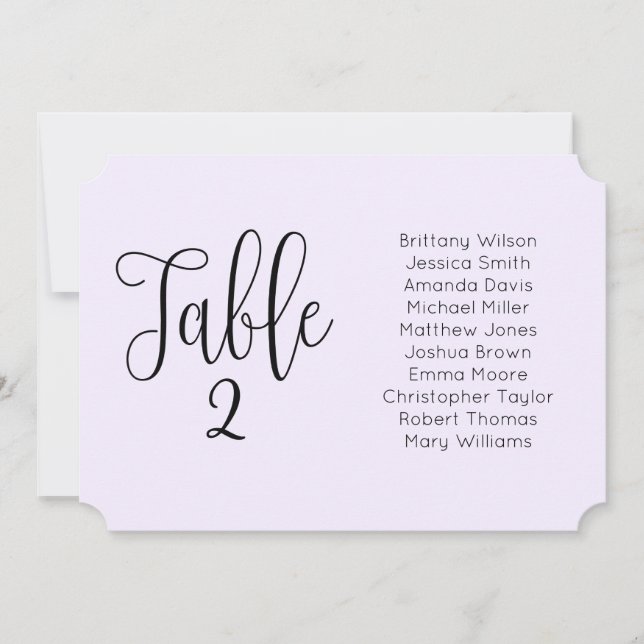 Invitation Plan de table de mariage violet. Moderne en paysag (Devant)