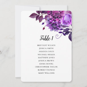 Invitation Plan de table de mariage violet. Plan de table flo