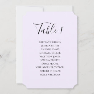 Invitation Plan de table de mariage violet simple. Écriture m