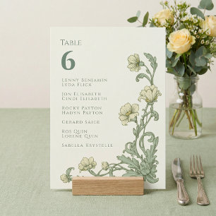 Invitation Plan de table de style vintage vert floral