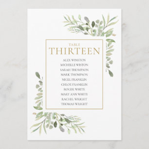 Invitation Plan de table élégant avec verdure Numéro 13