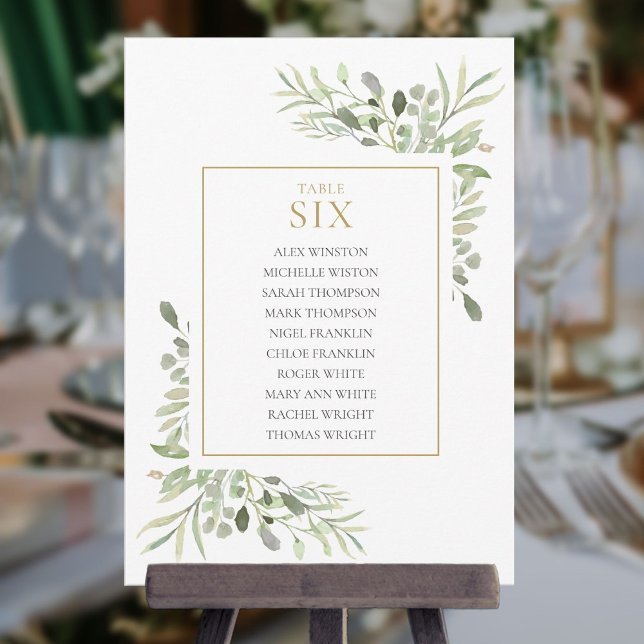 Invitation Plan de table élégant avec verdure numéro 6 (Elegant Greenery Table Number 6 Seating Chart)