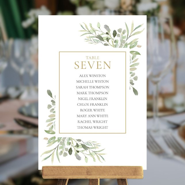 Invitation Plan de table élégant avec verdure numéro 7 (Elegant Greenery Table Number 7 Seating Chart)
