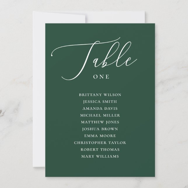 Invitation Plan de table élégant de mariage Vert sombre de la (Devant)