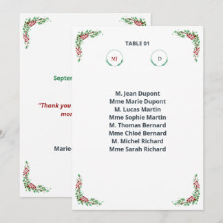 Invitation Plan de table individuel Chic