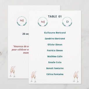 Invitation Plan de Table Individuel Chic – Harmony Journey