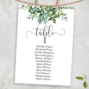 Invitation Plan de table mariage de verdure chic, police mode