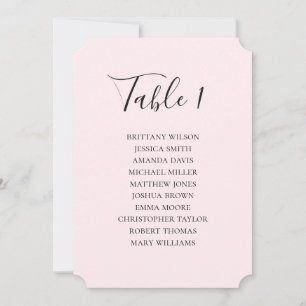 Invitation Plan de table minimaliste de mariage rose pâle