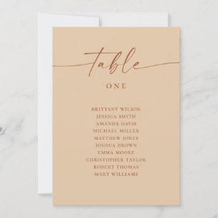 Invitation Plan de table minimaliste mariage sable pêche chau