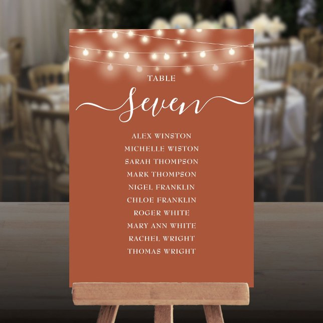 Invitation Plan de table numéroté avec lumières en terre cuit (Terracotta Lights Table Number Seating Chart)