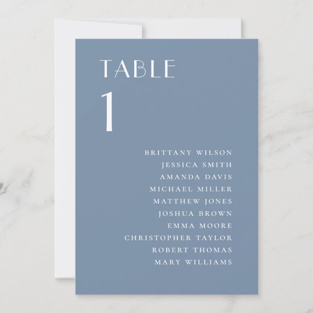 Invitation Plan de table poussiéreux bleu pour mariage sur ya (Devant)