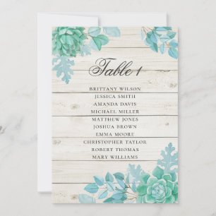 Invitation Plan de table succulent menthe. Mariage rustique