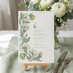 Invitation Plan de table vert sauge floral vintage