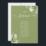 Invitation Plan Floral Moss Green Numéro du tableau<br><div class="desc">Ces élégants numéros de table feuille mariage vert mousse verte peuvent être personnalisés avec le plan de séjour de vos invités dans la typographie chic. Les cartes sont imprimées à l'avant et à l'arrière (recto double). Conçu par Thisisnotme©</div>
