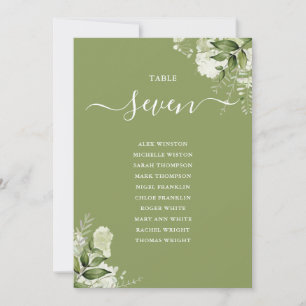 Invitation Plan Floral Moss Green Numéro du tableau