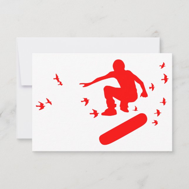 Invitation planche à roulettes avec oiseaux (Devant)