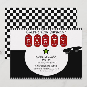 Invitation Planche à roulettes Demi-Tube Anniversaire de Plan