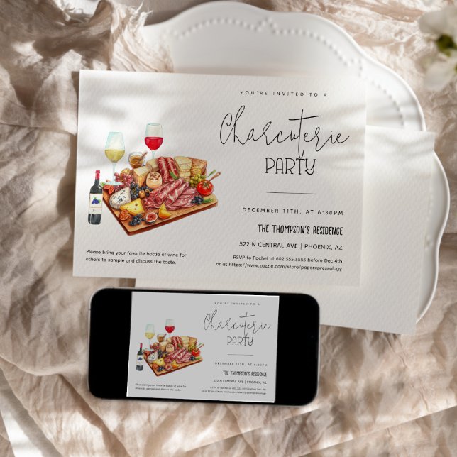 Invitation Planche de charcuterie Vin Fromage Toute occasion  (Créateur téléchargé)